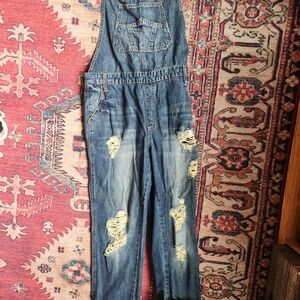 Special A Distressed Denim Overalls
